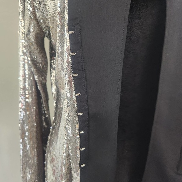 NWT Zara Long Sleeve Silver Sequin Shirt Size Large - Picture 8 of 9